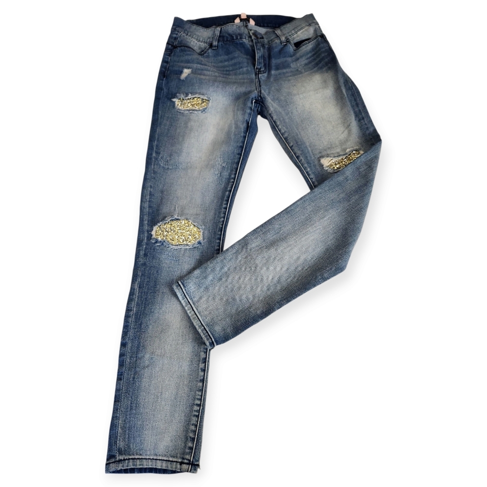 Juicy Couture Rhinestone Embellished Skinny Light Wash Jeans Size 4